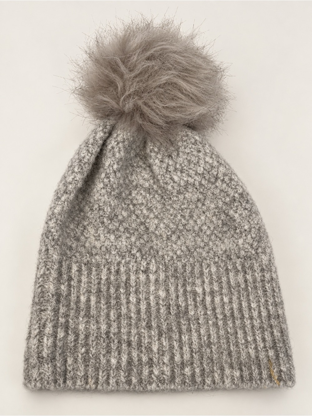 INC Gray Knit Pom-Pom Beanie, One Size